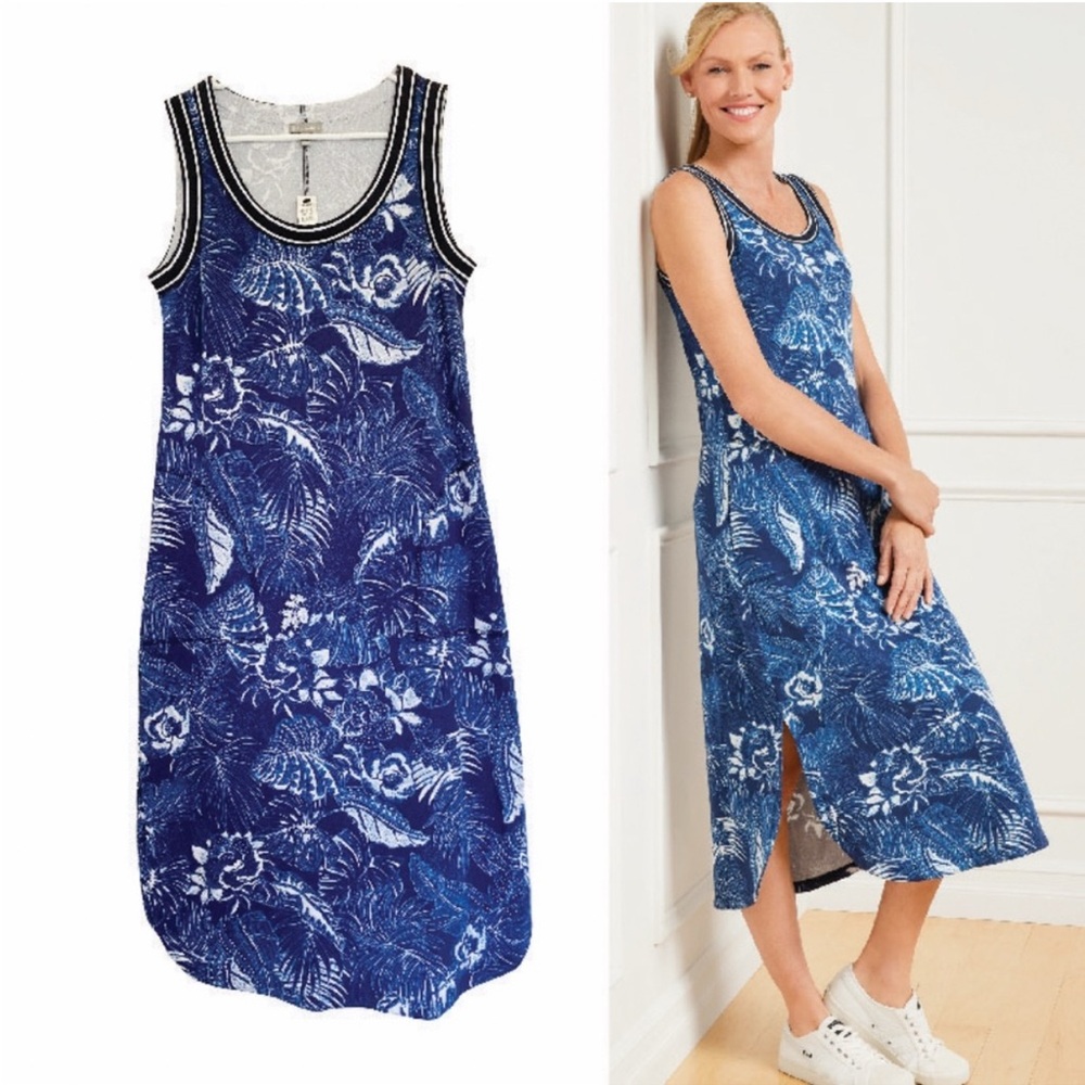 Talbots Blue and White Floral Dress